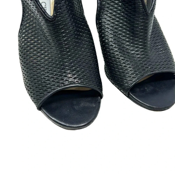 Jimmy Choo Perforated Black Leather Open Toe Heels Size 38 US 8‎ - Picture 3 of 8